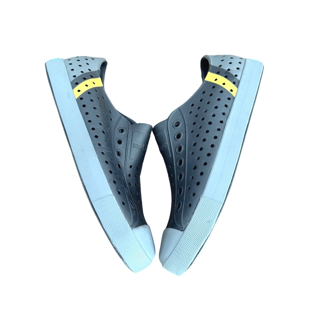 Native Jefferson Grey Black Yellow Stripe Slip On‎ Sneakers Mens 6 Women 8